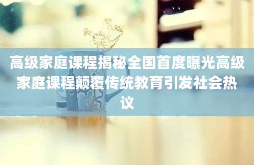 高级家庭课程揭秘全国首度曝光高级家庭课程颠覆传统教育引发社会热议