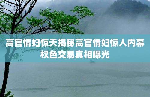 高官情妇惊天揭秘高官情妇惊人内幕权色交易真相曝光