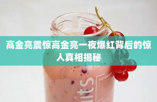 高金亮震惊高金亮一夜爆红背后的惊人真相揭秘
