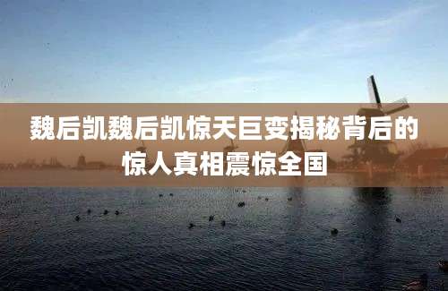 魏后凯魏后凯惊天巨变揭秘背后的惊人真相震惊全国