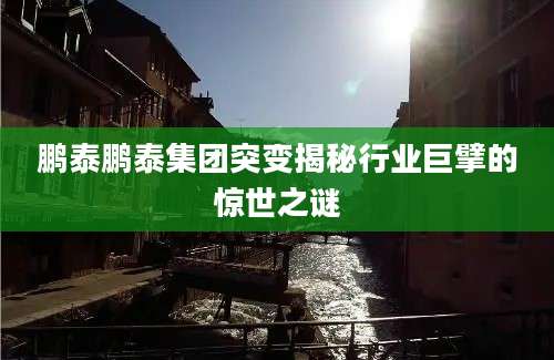 鹏泰鹏泰集团突变揭秘行业巨擘的惊世之谜