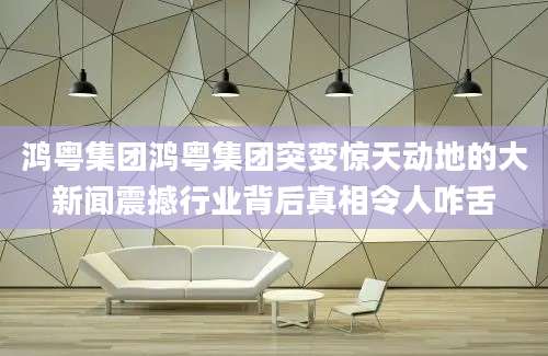 鸿粤集团鸿粤集团突变惊天动地的大新闻震撼行业背后真相令人咋舌