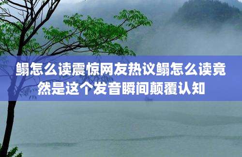 鳎怎么读震惊网友热议鳎怎么读竟然是这个发音瞬间颠覆认知