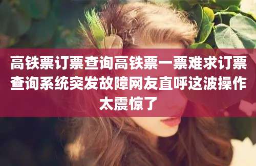 高铁票订票查询高铁票一票难求订票查询系统突发故障网友直呼这波操作太震惊了