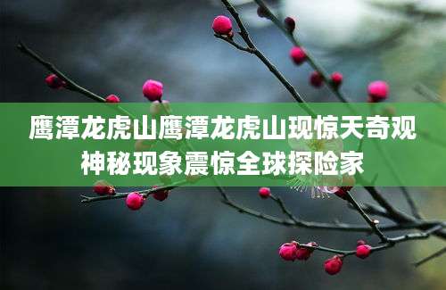 鹰潭龙虎山鹰潭龙虎山现惊天奇观神秘现象震惊全球探险家