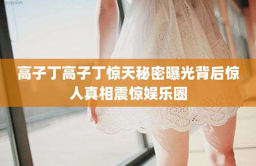 高子丁高子丁惊天秘密曝光背后惊人真相震惊娱乐圈