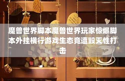 魔兽世界脚本魔兽世界玩家惊爆脚本外挂横行游戏生态竟遭毁灭性打击