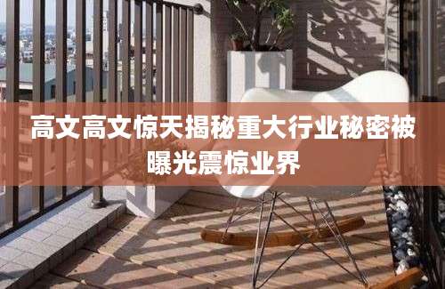高文高文惊天揭秘重大行业秘密被曝光震惊业界
