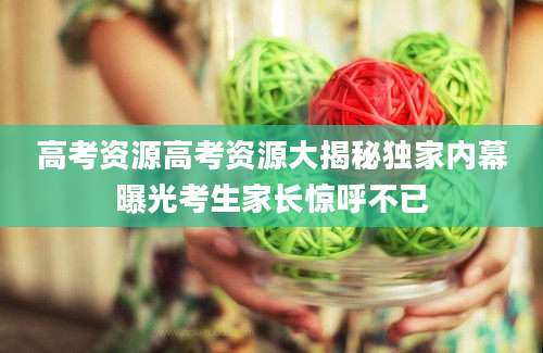 高考资源高考资源大揭秘独家内幕曝光考生家长惊呼不已