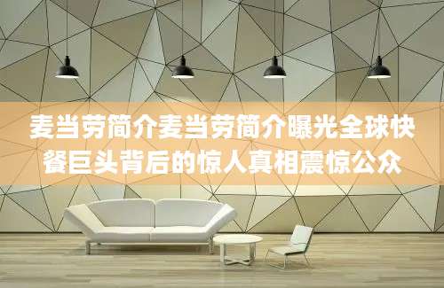 麦当劳简介麦当劳简介曝光全球快餐巨头背后的惊人真相震惊公众