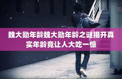 魏大勋年龄魏大勋年龄之谜揭开真实年龄竟让人大吃一惊
