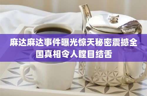 麻达麻达事件曝光惊天秘密震撼全国真相令人瞠目结舌