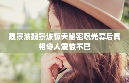 魏景波魏景波惊天秘密曝光幕后真相令人震惊不已