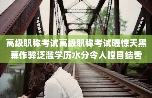 高级职称考试高级职称考试曝惊天黑幕作弊泛滥学历水分令人瞠目结舌