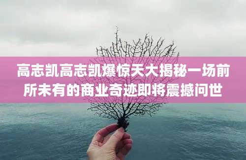 高志凯高志凯爆惊天大揭秘一场前所未有的商业奇迹即将震撼问世