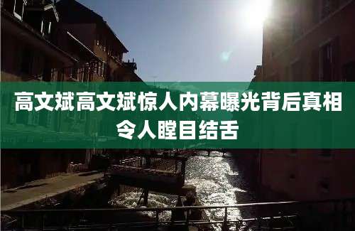 高文斌高文斌惊人内幕曝光背后真相令人瞠目结舌