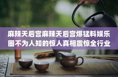 麻辣天后宫麻辣天后宫爆猛料娱乐圈不为人知的惊人真相震惊全行业