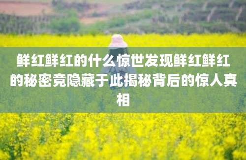 鲜红鲜红的什么惊世发现鲜红鲜红的秘密竟隐藏于此揭秘背后的惊人真相