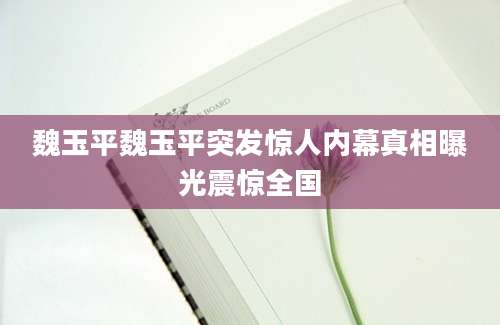 魏玉平魏玉平突发惊人内幕真相曝光震惊全国
