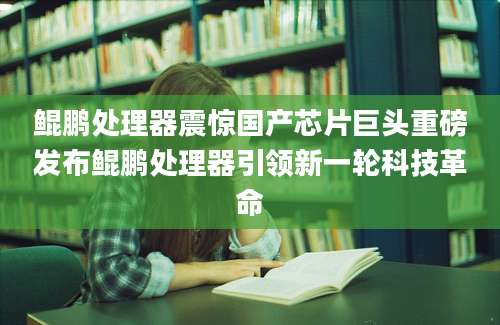 鲲鹏处理器震惊国产芯片巨头重磅发布鲲鹏处理器引领新一轮科技革命