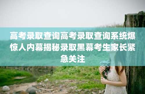 高考录取查询高考录取查询系统爆惊人内幕揭秘录取黑幕考生家长紧急关注
