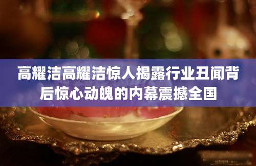 高耀洁高耀洁惊人揭露行业丑闻背后惊心动魄的内幕震撼全国
